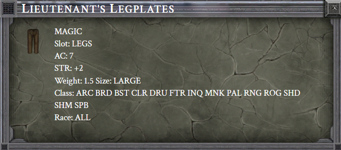 LIEUTENANT'S LEGPLATES item card
